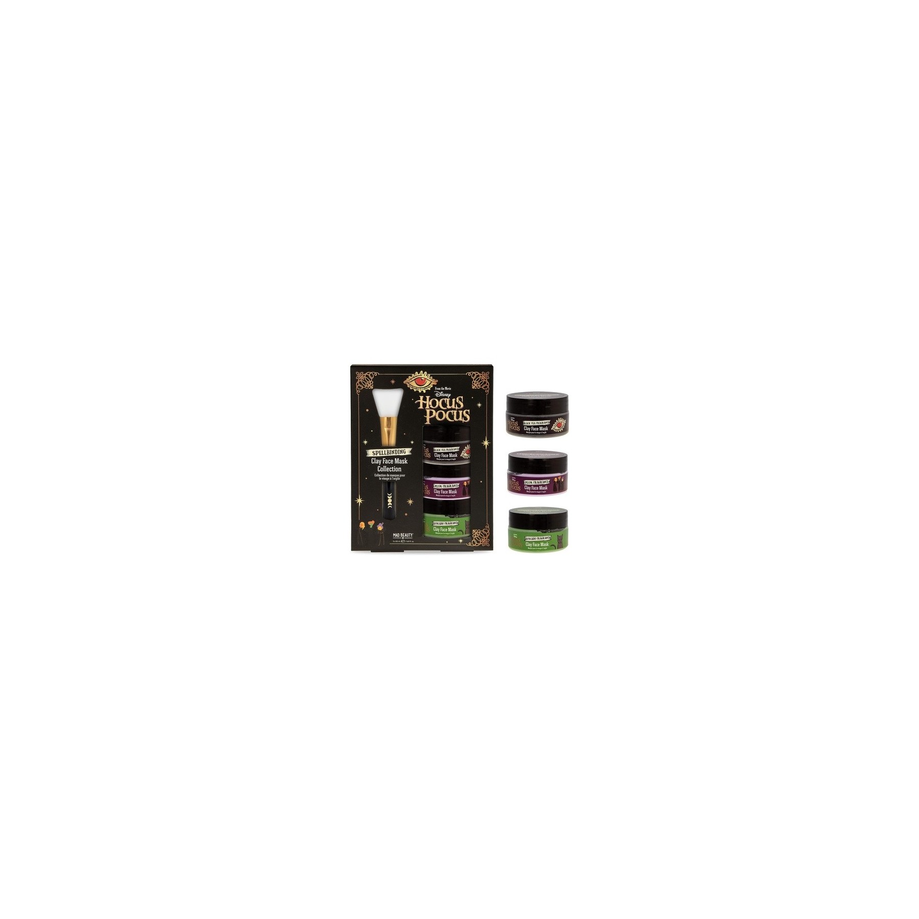MAD BEAUTY Disney Hocus Pocus Clay Face Mask Set Aloe Vera Infused Black Tea Plum and Avocado to Soothe and Rejuvenate Skin