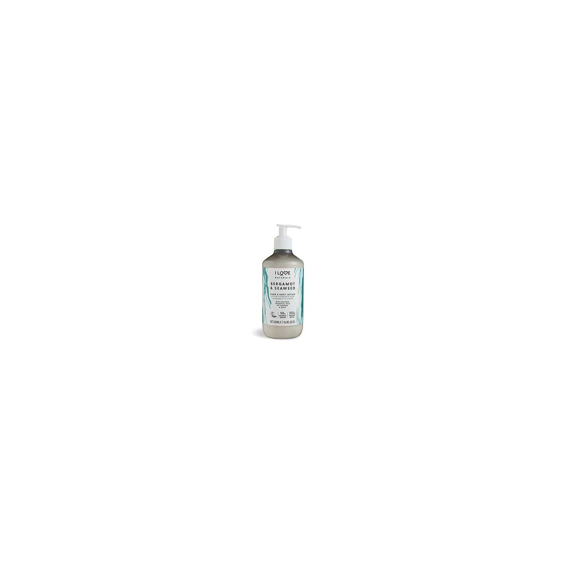 I Love Naturals Bergamot & Seaweed Hand & Body Lotion with Essential Oils of Orange & Basil 500ml