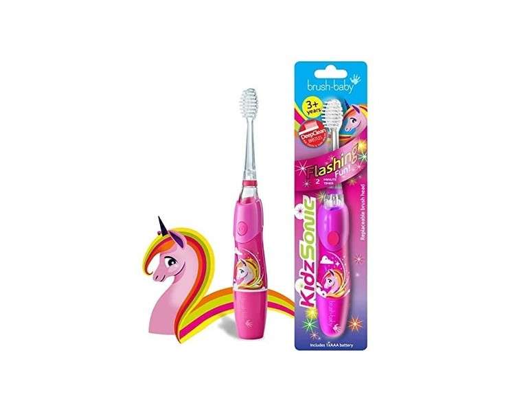 Brush-Baby Baby KidzSonic Electric Toothbrush for Toddlers and Kids for Children 3 Years and Up Unicorn