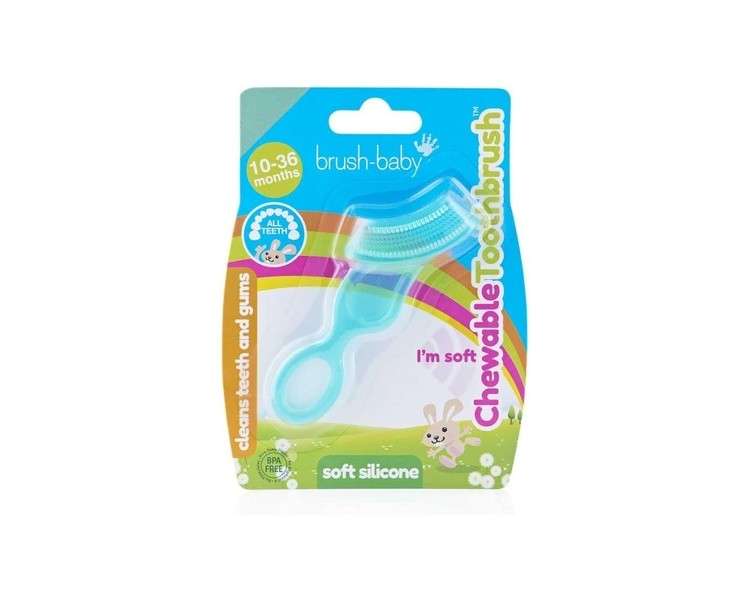 Brush-Baby Chewable Toothbrush and Teether - Perfect for Teething Toddlers and Those who Chew Their Toothbrush or Won't Brush Their Teeth! Teal