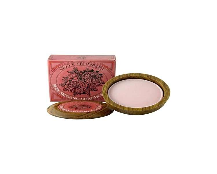 Geo F Trumper Wooden Shaving Bowl with Rose Shaving Soap Refill 1 Count
