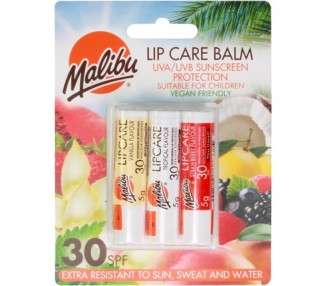 Malibu Sun SPF 30 Lip Balm Sunscreen Vanilla Tropical Strawberry 5g