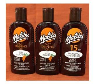 Malibu Fast Tanning Oil SPF 15 Bronzing Tanning Oil 200ml