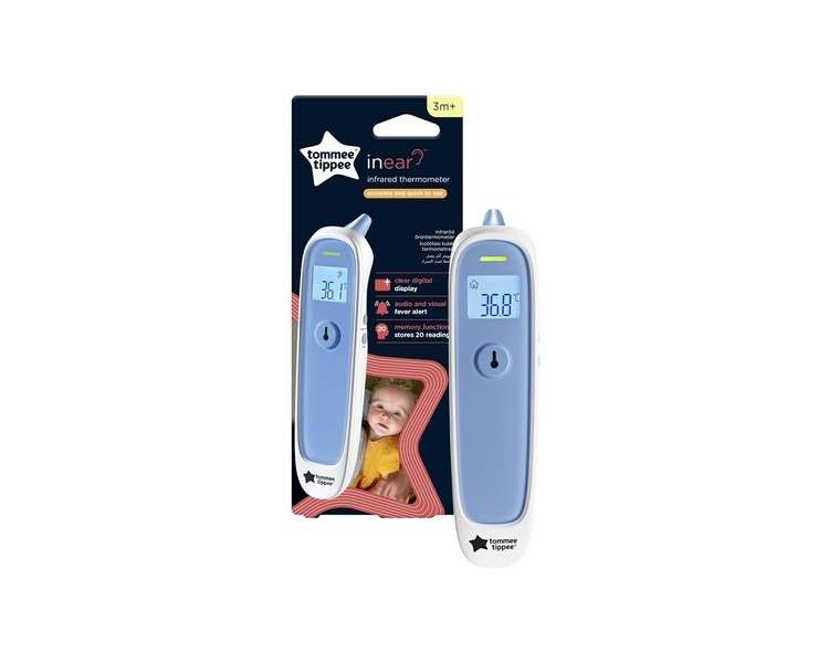 Tommee Tippee InEar Digital Thermometer Essentials for Newborn Baby 1 Second Instant Readings in ˚C or ˚F