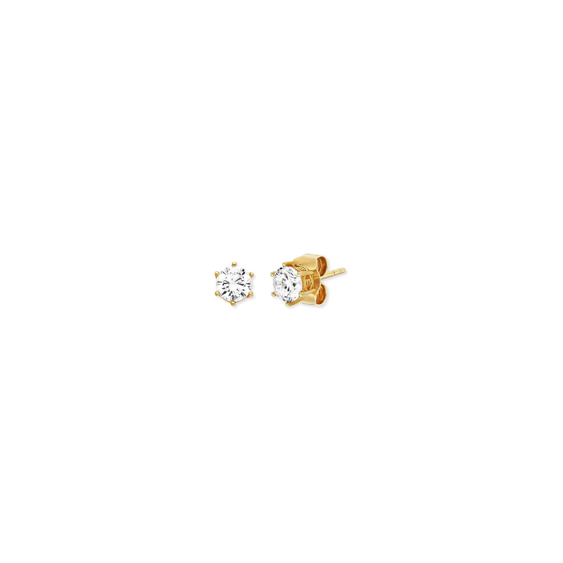 Engelsrufer Keep it Simple Women's Stud Earrings Shiny Gold-Plated Sterling Silver with Zirconia Nickel-Free Size 5mm