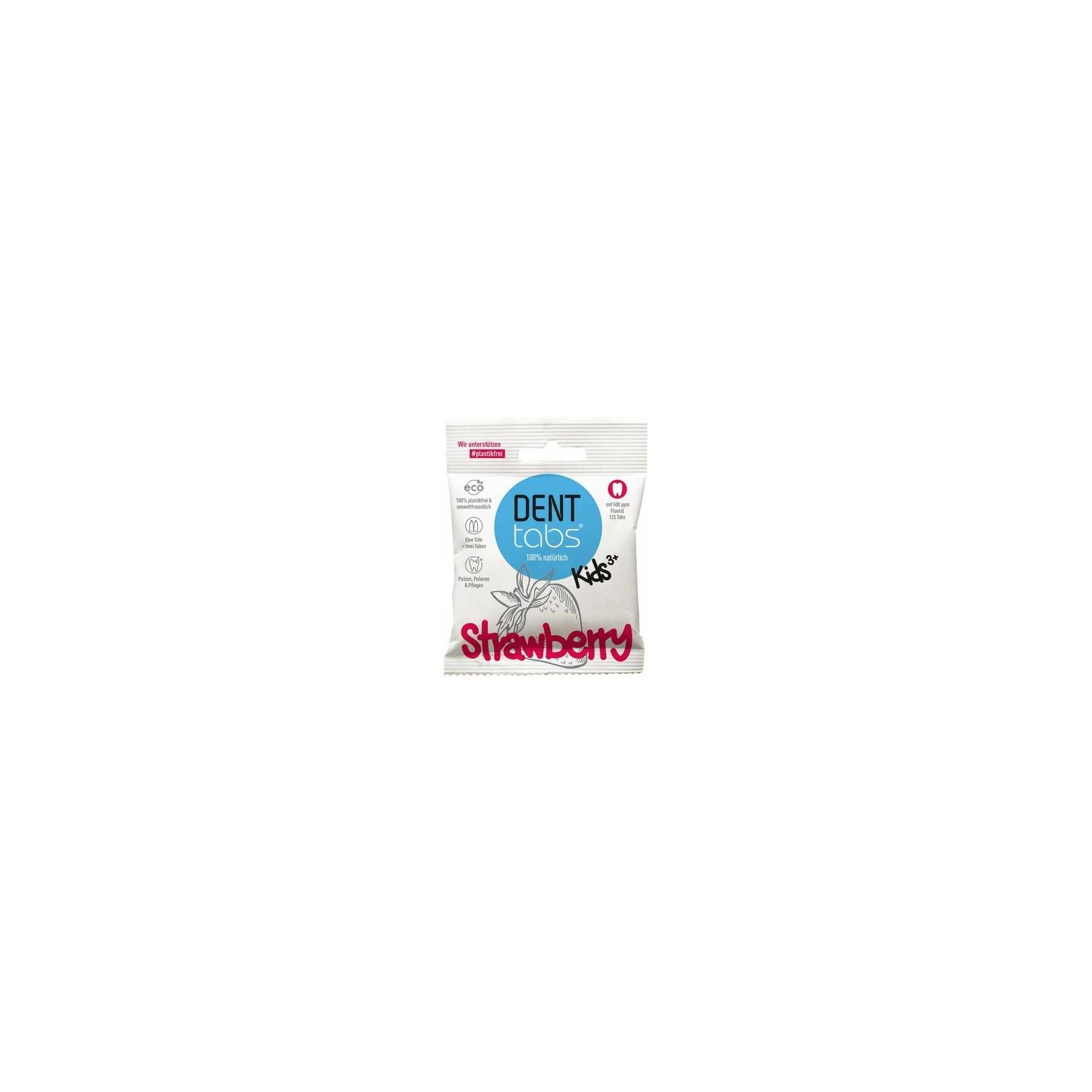 Denttabs Kids Strawberry Toothbrush Tablets 125 Tablets