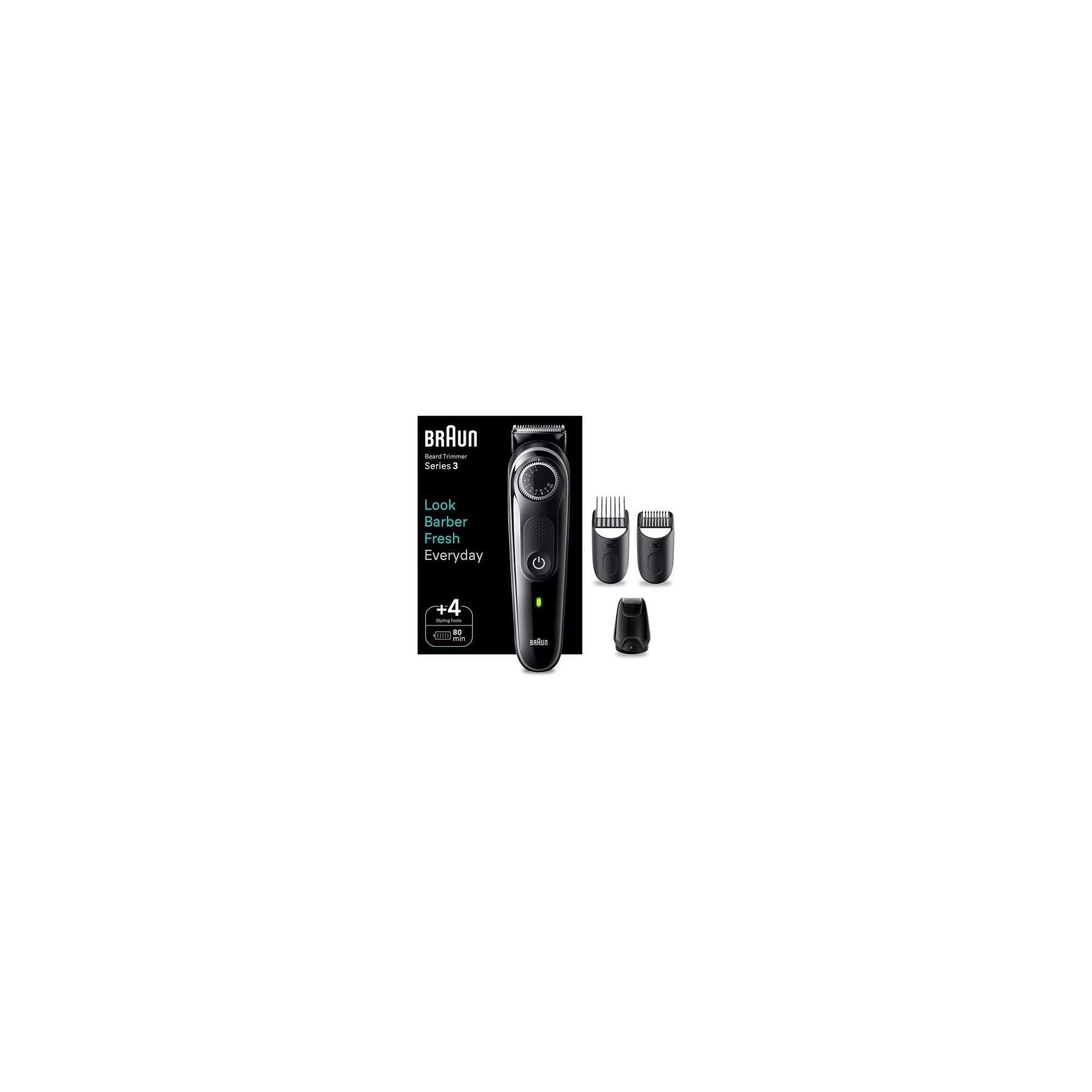 Braun Beard Trimmer Series 3 BT3440 Men's Trimmer with Ultra Sharp Blade 40 Length Settings Rechargeable with 80 Minutes Wireless Running Time