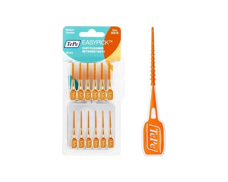 TEPE Easypick Dental Picks Size XS/S Orange 36 Count