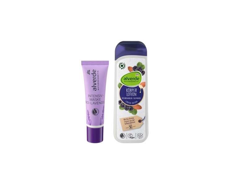 Alverde NATURKOSMETIK Body Care Set: Intensive Lavender Face Mask (30ml), Organic Aronia Berry Almond Body Lotion (250ml)