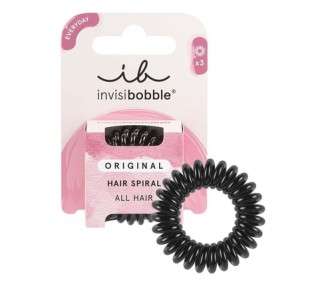 invisibobble Original Hair Tie True Black 3 Spiral Hair Ties for Girls, Women & Men - Pack of 3