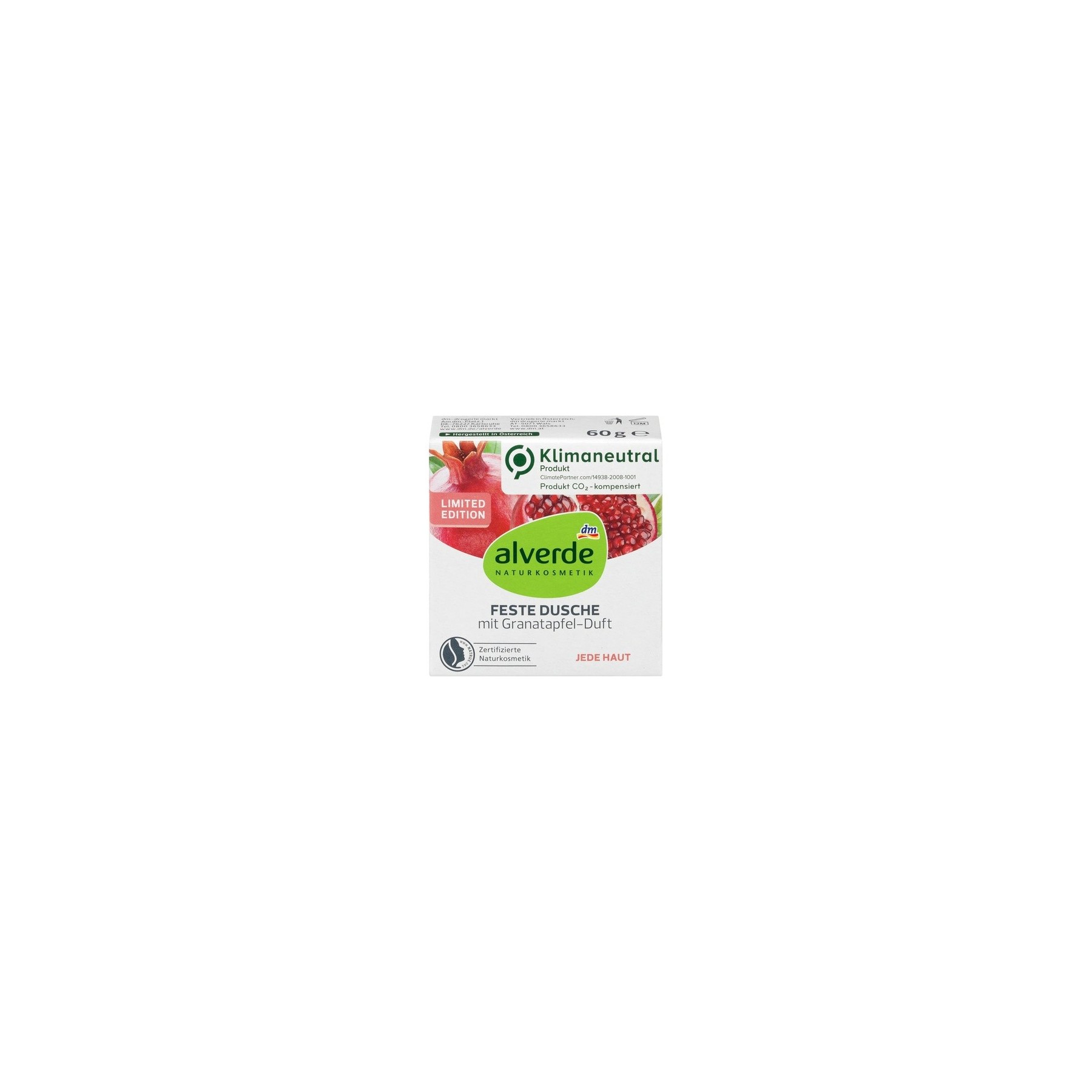 Alverde Naturkosmetik Solid Shower Gel with Pomegranate Scent 60g