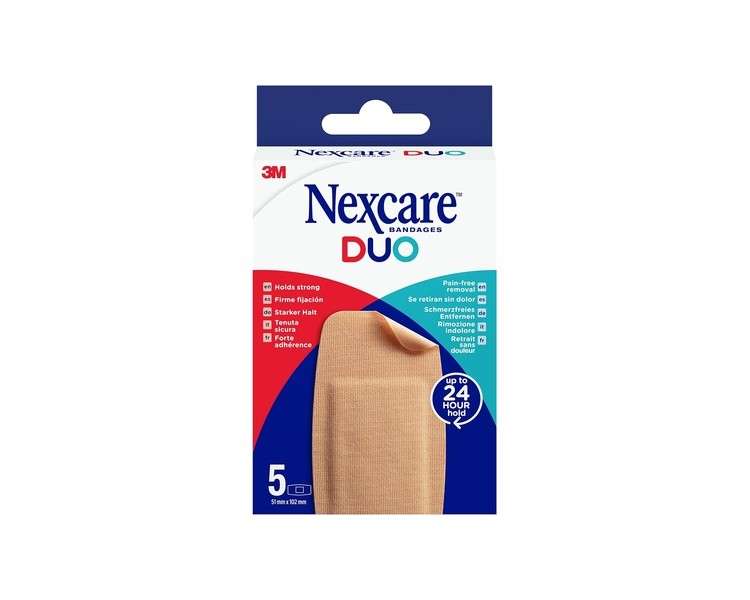 Nexcare DUO MAXI Plasters 51mm x 102mm 5 Plasters