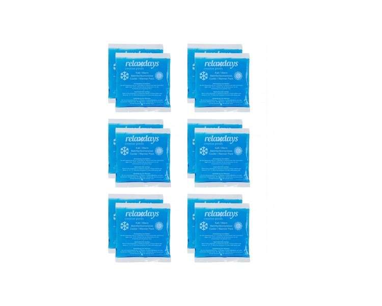 Relaxdays Cooling Pads 12 Pack Cold-Warm Compresses 14 x 13 cm First Aid Reusable Gel Cooling Compresses Blue