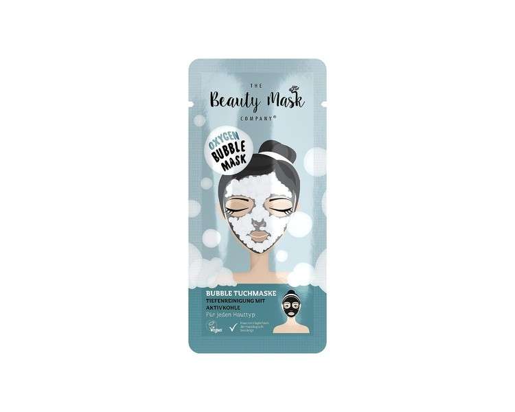 The Beauty Mask Company Oxygen Bubble Mask Cleansing Cloth Mask with Activated Carbon 25g