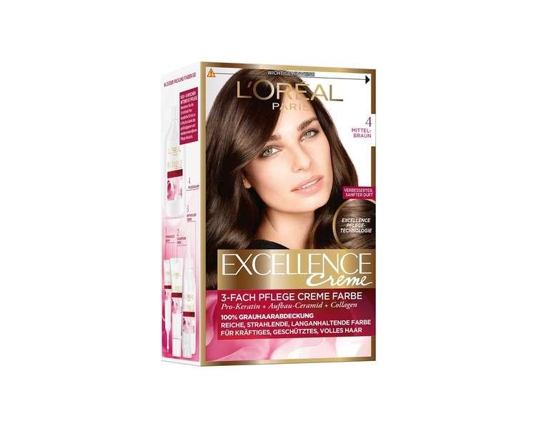 L'Oreal Excellence Creme 4 Medium Brown Hair Color 172ml