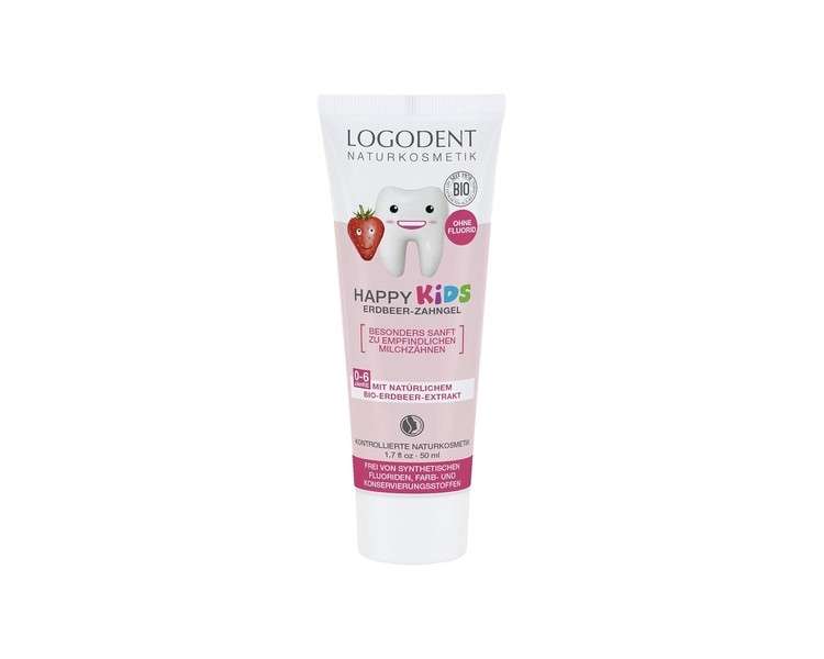 LOGONA Naturkosmetik Happy Kids Strawberry Tooth Gel for Healthy and Strong Milk and Children's Teeth 50ml