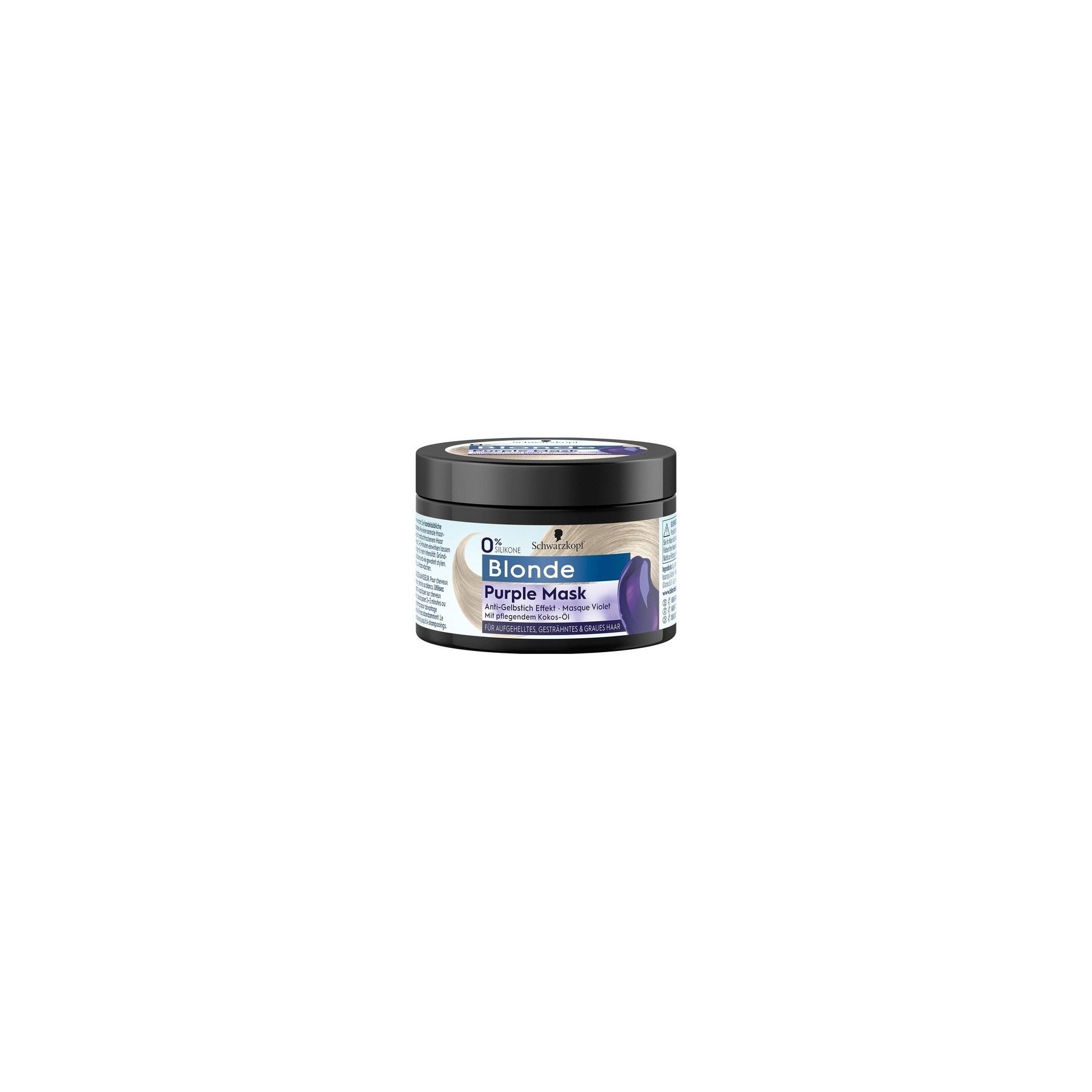 Blonde Purple Mask 150ml Anti-Yellow Tint Effect Neutralizes Yellow Tones Nourishes Lightened Highlighted Grey Hair Vegan Silicone Free
