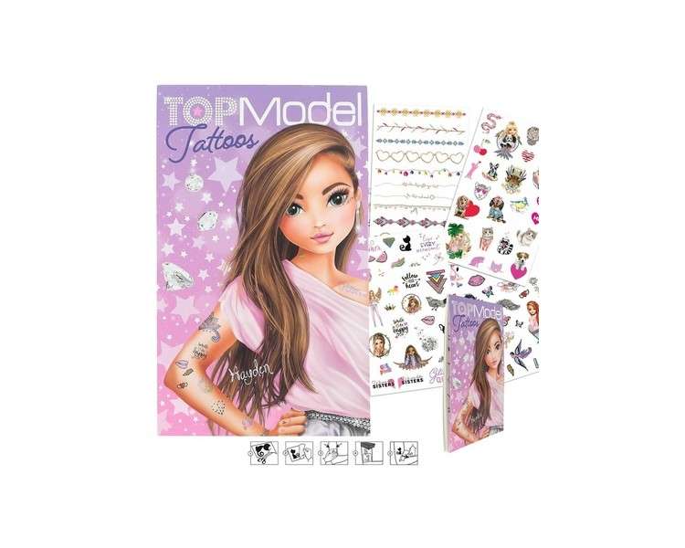 Top Model Tattoo Block for Girls 6 Sheets with Temporary Tattoos