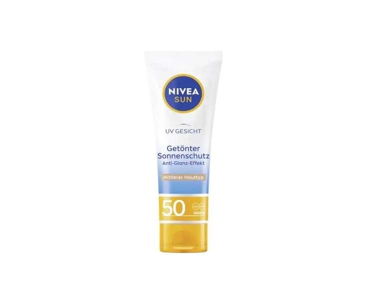 NIVEA SUN Face Sunscreen SPF 50+ Moisturizing Tinted Sunscreen for Even Complexion 50ml