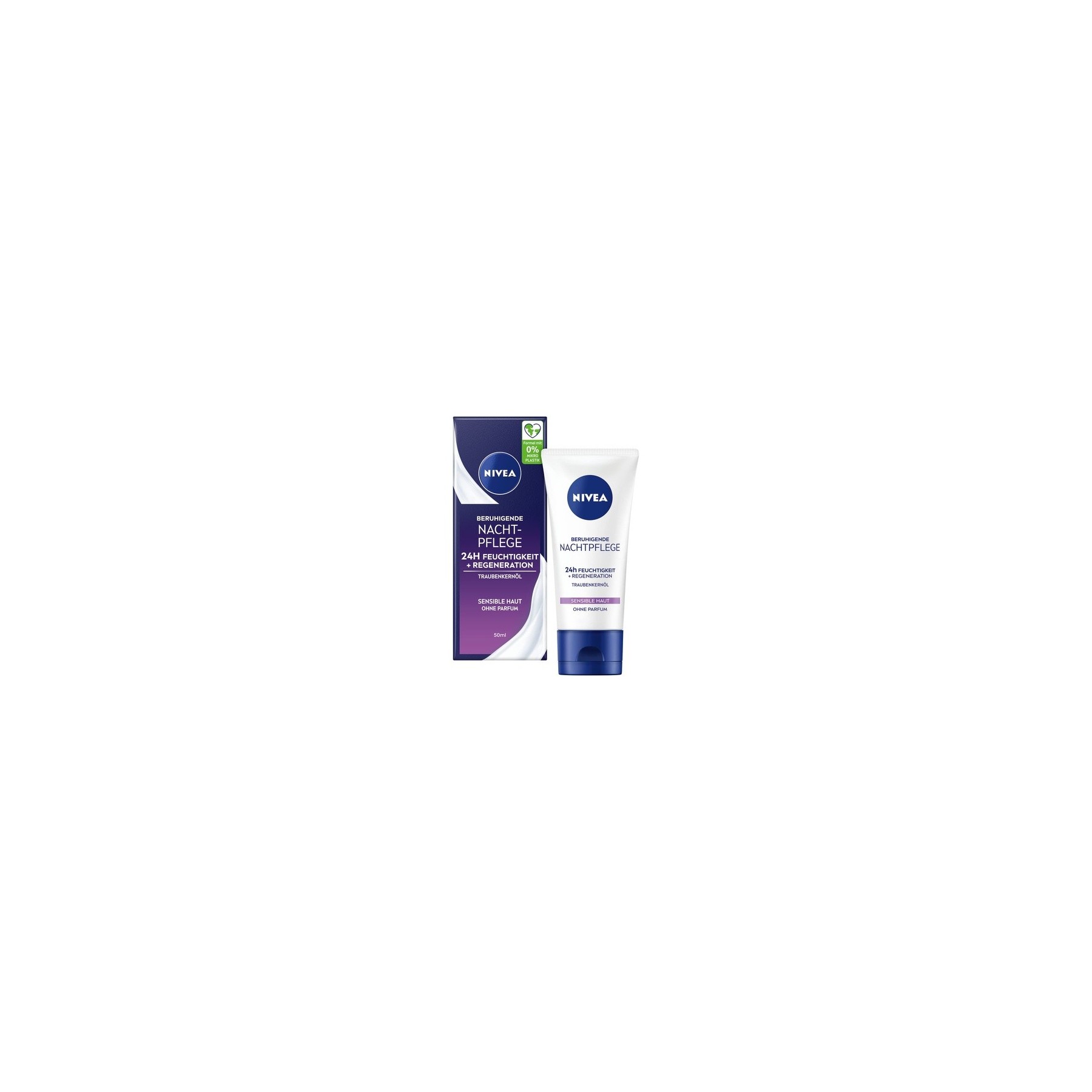 NIVEA Soothing Night Care 24h Moisture + Regeneration Fragrance-Free Face Cream for Sensitive Skin Tube