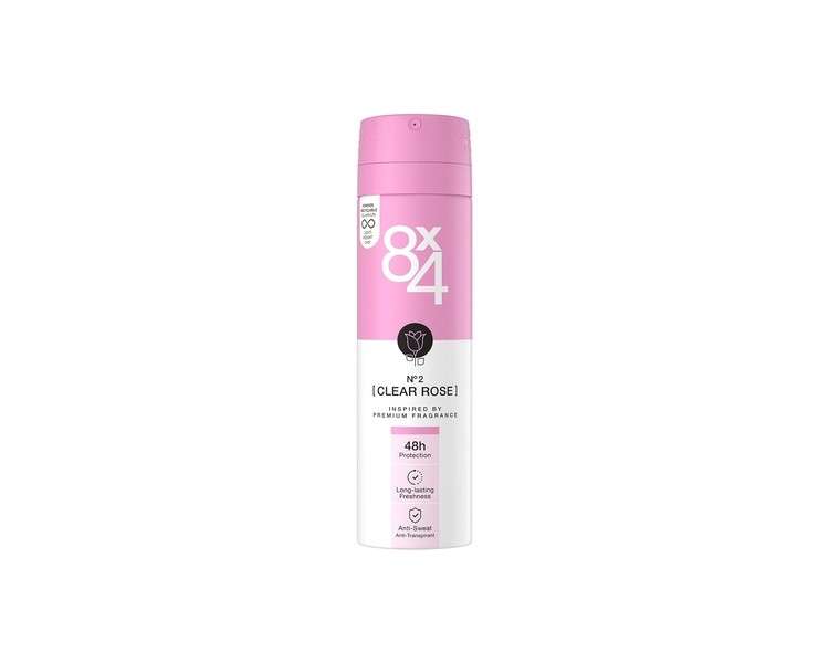 8X4 N°2 Clear Rose Anti-Perspirant Spray 150ml