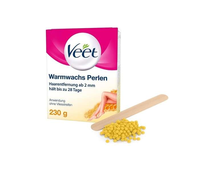 Veet Wax Beads with Beeswax for Electric Wax Warmers or Water Baths 230g with Wooden Spatula