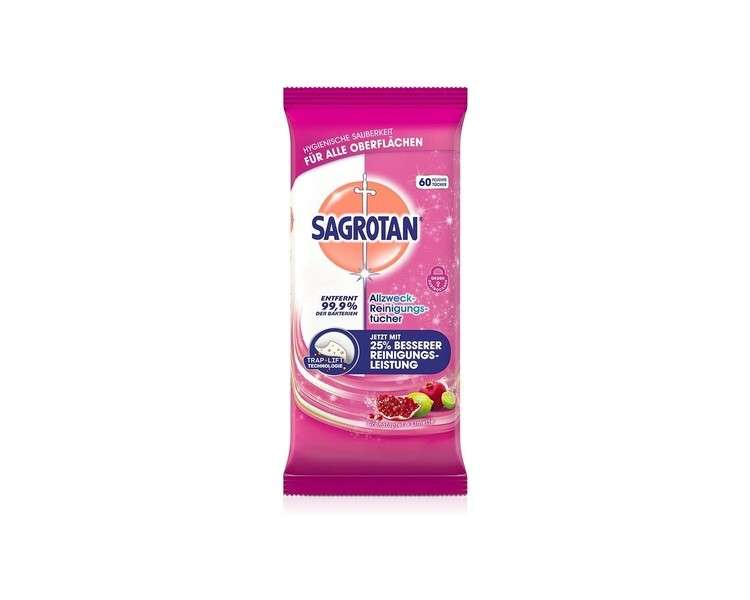 Sagrotan All-Purpose Cleaning Wipes Pomegranate and Lime 60 Count
