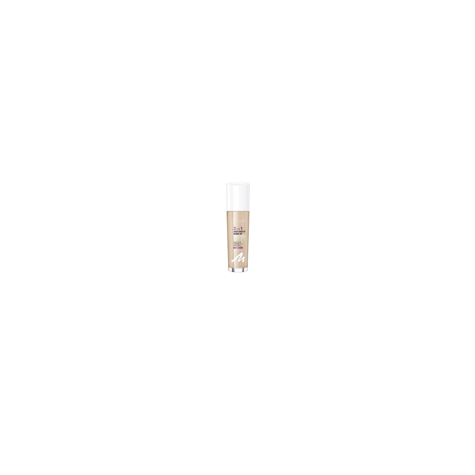 Manhattan 3in1 Easy Match Make Up Oil-Free Foundation for Flawless Complexion 30.2 Porcelain 30ml