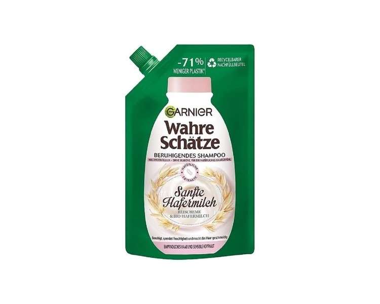 Garnier True Treasures Soothing Shampoo Gentle Oat Milk Refill Pack 500ml