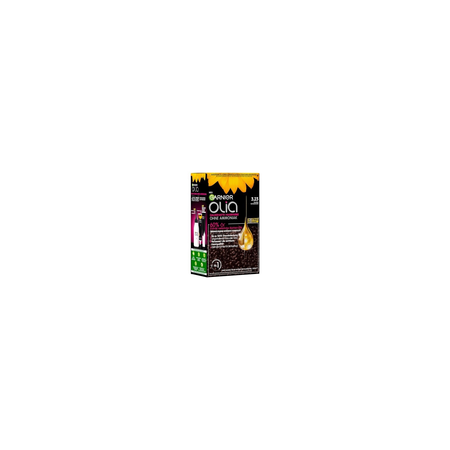 Garnier Olia Oil Coloration Permanent Hair Color without Ammonia 3.23 Dark Chocolate 60g