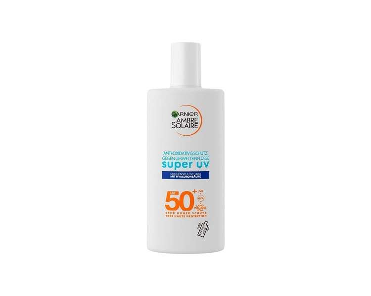 Garnier Ambre Solaire Antioxidant Super UV Sun Protection Fluid with SPF 50+ Light and Non-Greasy Sun Cream with Hyaluronic Acid 40ml