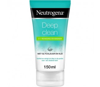 Neutrogena Deep Clean 2-in-1 Cleansing and Mask Clarifying Facial Cleansing and Face Mask with Glycolic Acid and Clay 150ml