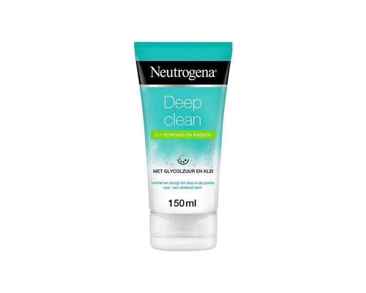 Neutrogena Deep Clean 2-in-1 Cleansing and Mask Clarifying Facial Cleansing and Face Mask with Glycolic Acid and Clay 150ml