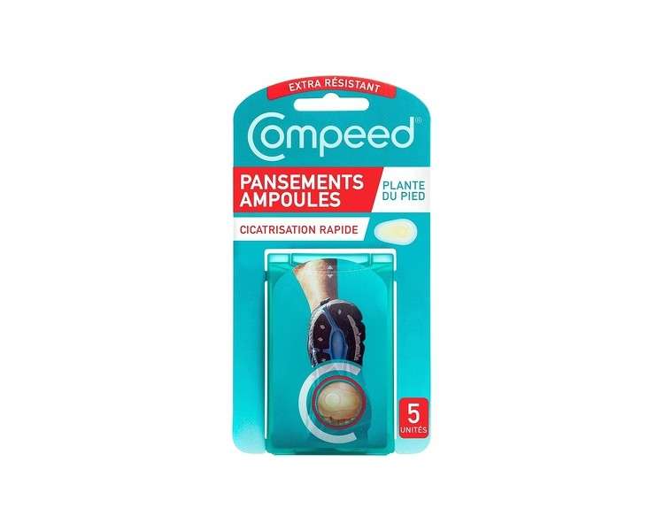 Compeed Underfoot Blister Plasters 5 Hydrocolloid Plasters Foot Treatment Heal Fast Thicker Cushioning Zone 4.0cm x 6.6cm
