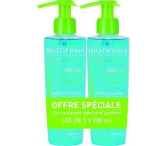 Bioderma Sébium Purifying Cleansing Foaming Gel Unscented 200ml - Pack of 2