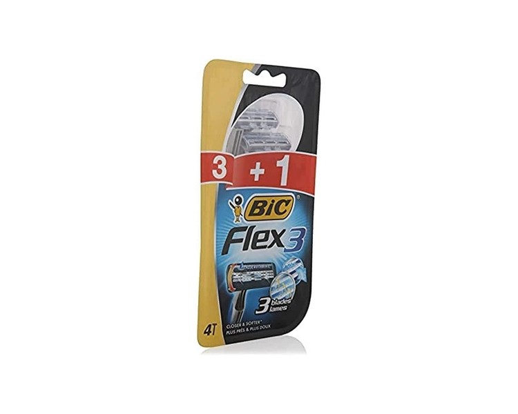 BIC Flex 3 Comfort Disposable Shaving Razors 3+1 Units