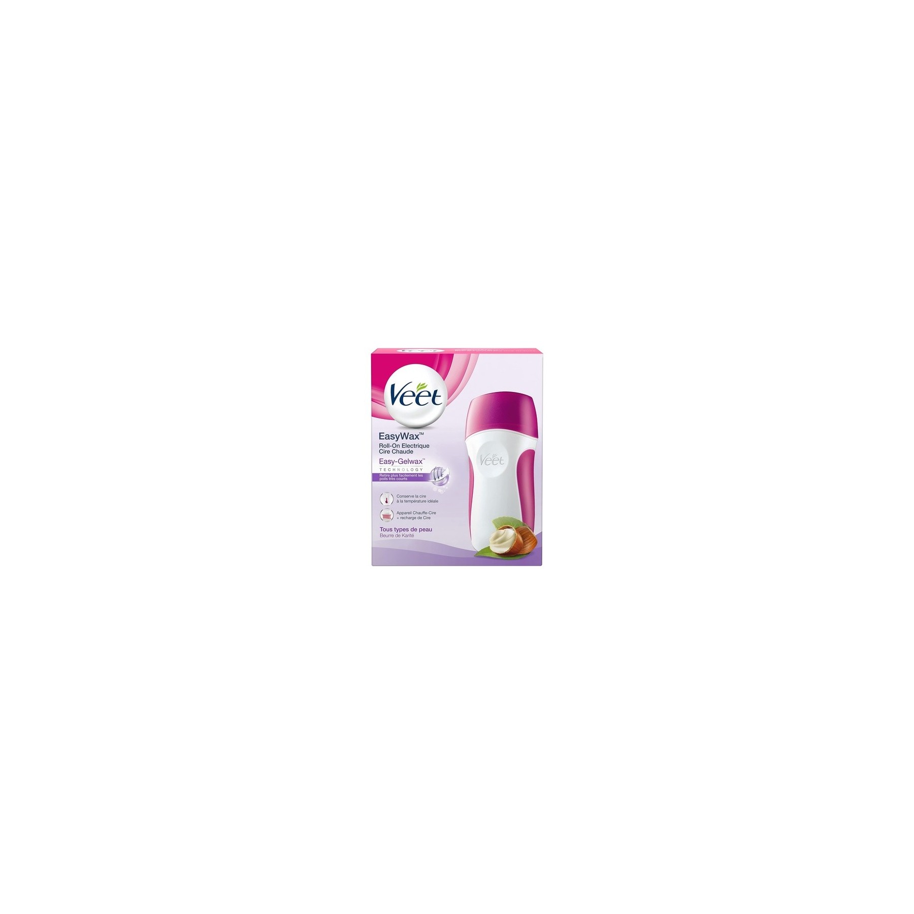 Veet Roll-On EasyWax Kit with 1 heating device + 50mlwax refill +12 strips + 4 post treatment wipes