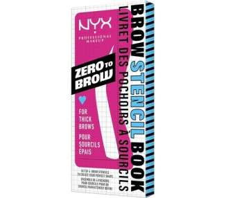 NYX Professional Makeup Brow Stencils for Thick Eyebrows Set of 4 Templates Round Straight Arched and Extra Long Zero to Brow Thick Brows Stencil Book 1 count