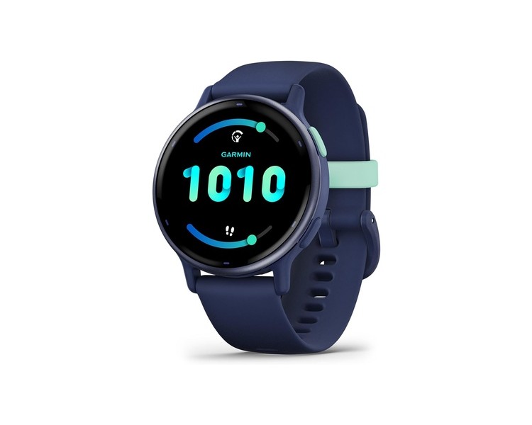 Garmin Vivoactive 5 AMOLED GPS Smartwatch with All-day Health Monitoring and Music Metallic Navy Aluminium Bezel with Navy Case and Silicone Band