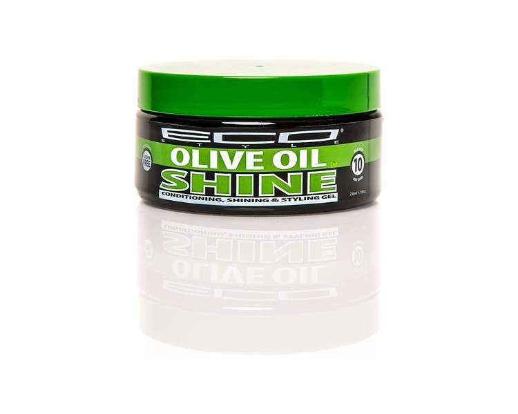 ECOCO Eco Shine Gel Olive Oil Conditions and Shines For Styling Max Hold 10 Alcohol Free Gives Hair Super Shine and Control for Molds For Wraps or Sleek Styles 8oz/236ml