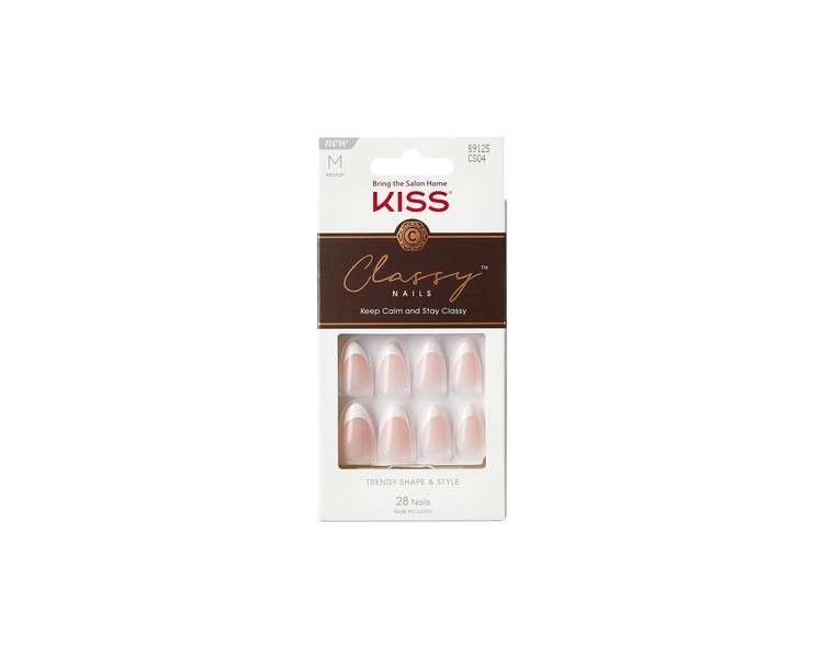 KISS Classy Artificial Nails Ready-to-Use DIY Manicure Waterproof Smudge-proof Chip-proof No Dry Time Durable and Flexible Medium Coffin Shape Quick and Easy