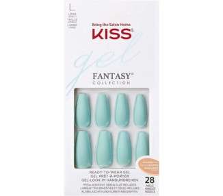 KISS Gel Fantasy Collection Back It Up Long Length Teal Sculpted Gel Nails