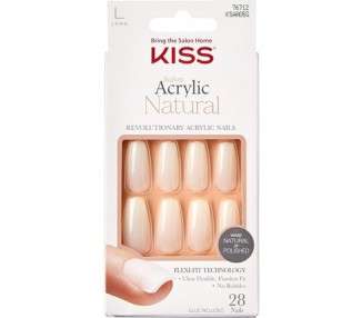 KISS Salon Acrylic Natural Collection Strong Enough Long Length Square Fake Nails 28 Count