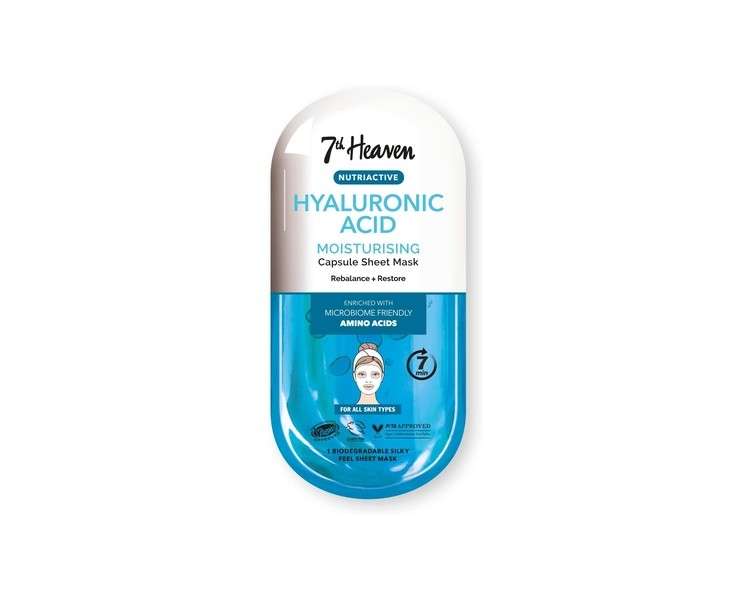 7th Heaven Hyaluronic Acid Nutriactive Moisturising Sheet Mask Enriched with Amino Acids to Rebalance and Restore Skin