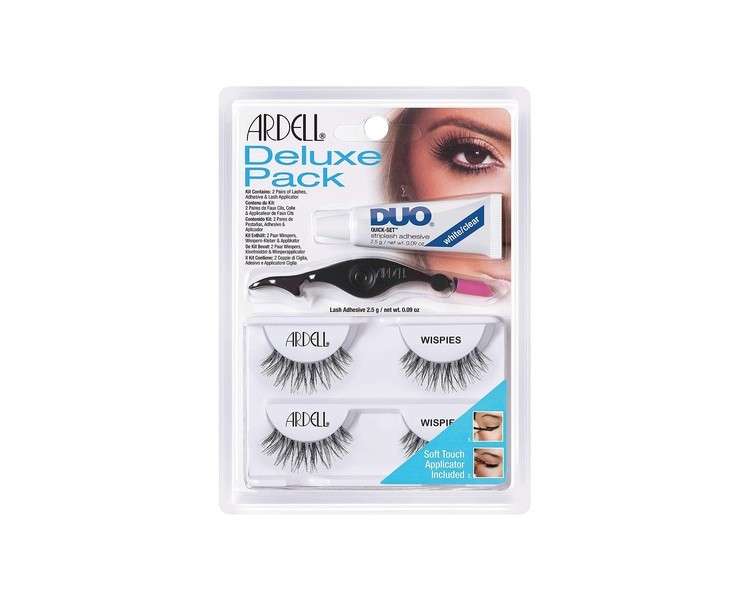 ARDELL Deluxe Pack Real Hair Eyelashes with Duo Eyelash Glue and Easy Applicator for Attaching False Eyelashes 2.5g
