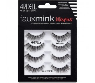 ARDELL Faux Mink Demi Wispies Synthetic False Eyelashes 4 Pack - Vegan, Flexible, and Reusable