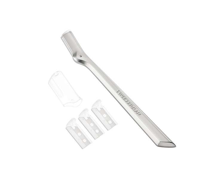 Tweezerman Eyebrow Razor Stainless Steel with 3 Replacement Blades and Safety Cap