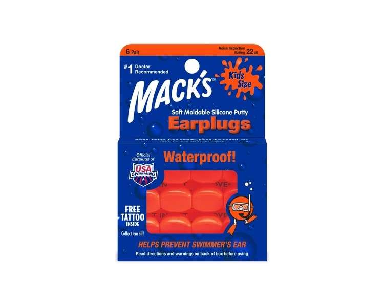 Mack's Kids PillowSoft Earplugs 6 Pair Pack Orange 6 pairs
