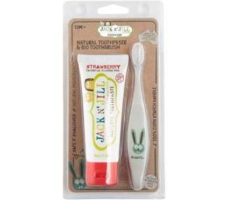 Jack N' Jill Strawberry Tooth Buddy Combo Pack Natural Certified Toothpaste and Kids Toothbrush - Bunny/Strawberry 2 Count