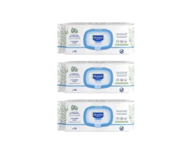 Mustela Dermo Soothing Wipes Fragranced or Fragrance-Free 70 Wipes - Pack of 3